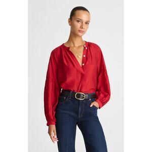 Madewell | NWT Shirred Balloon Sleeve Top Crimson Red | Sz L